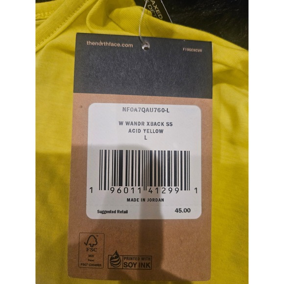 NWT The North Face Wander Cross Back SS Womens Large Acid Yellow - Picture 5 of 5